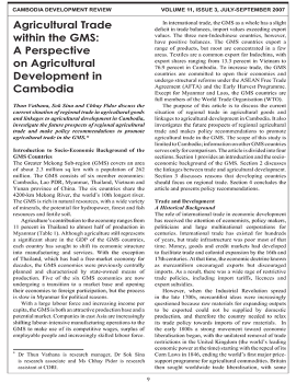 Agricultural Trade within the GMS: A Perspective on Agricultural Development in Cambodia