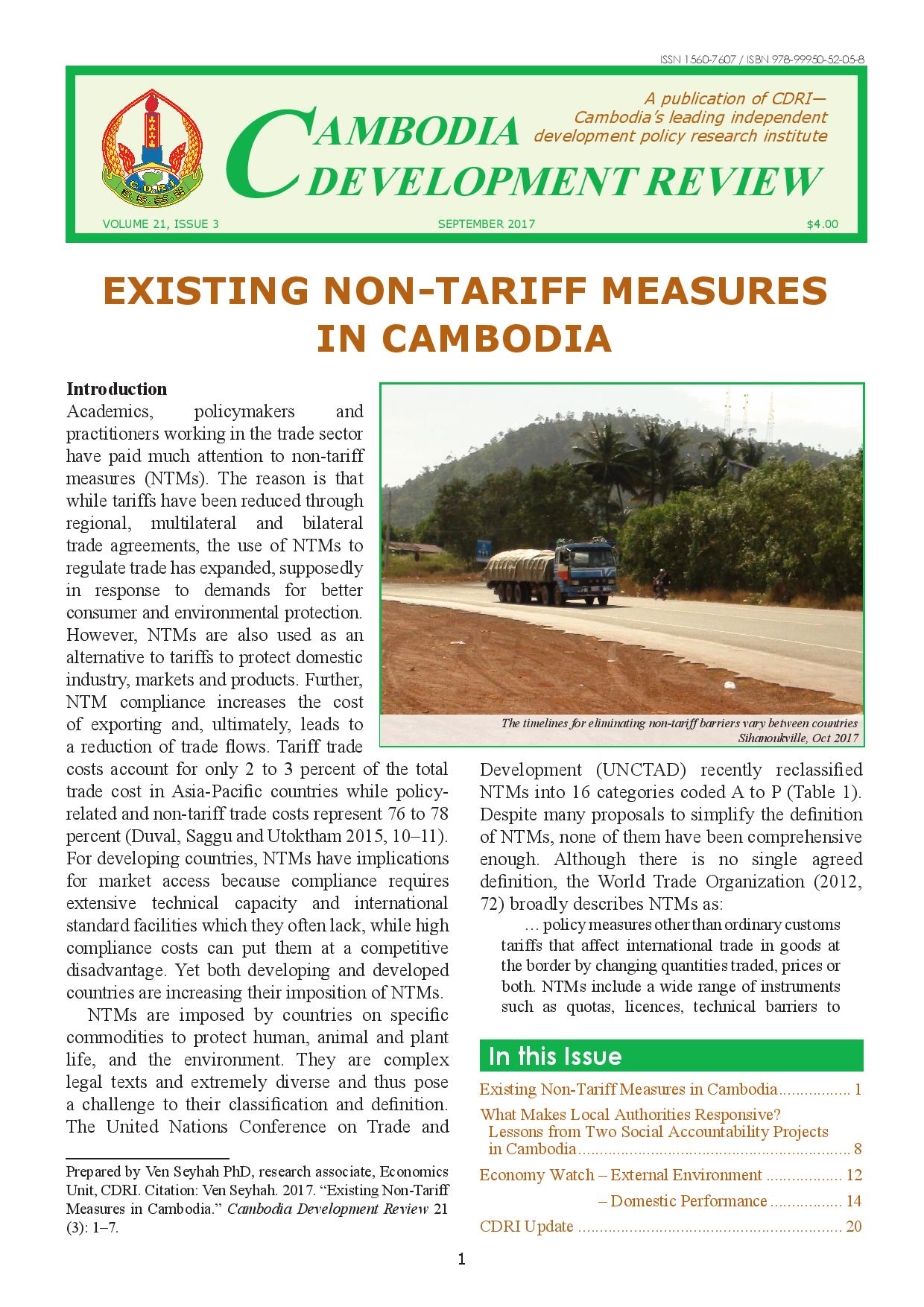 Existing Non-Tariff Measures in Cambodia