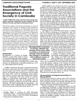 Traditional Pagoda Associations and the Emergence of Civil Society in Cambodia