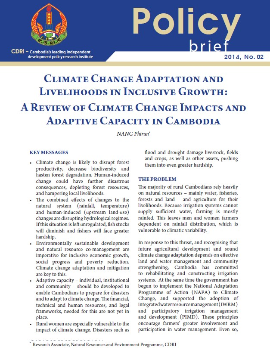 Climate Change Adaptation and Livelihoods in Inclusive Growth: A Review of Climate Change Impacts and Adaptive Capacity in Cambodia