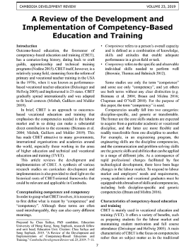 A Review of the Development and Implementation of Competency-Based Education and Training
