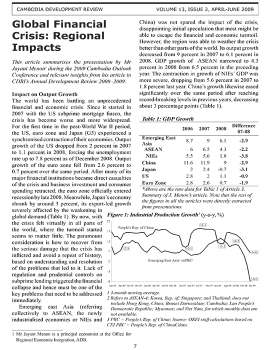 Global Financial Crisis: Regional Impacts